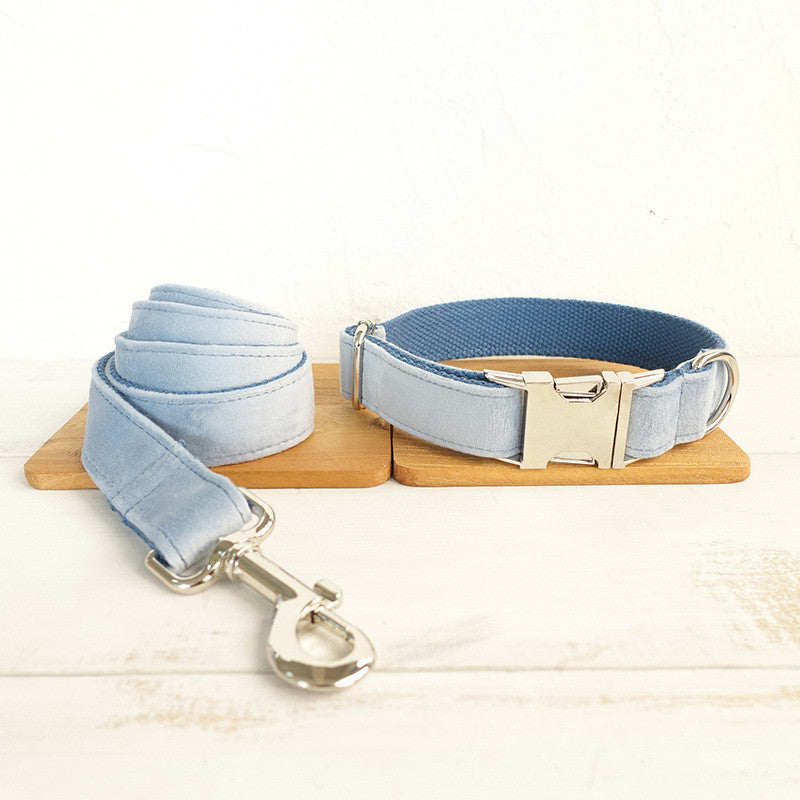 Tjockt och Mjukt Hundhalsband & Koppel – Blå