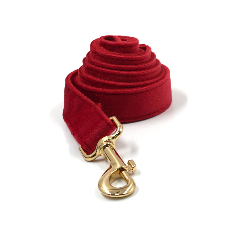 Röd Julsammetset – Halsband, Koppel & Rosett