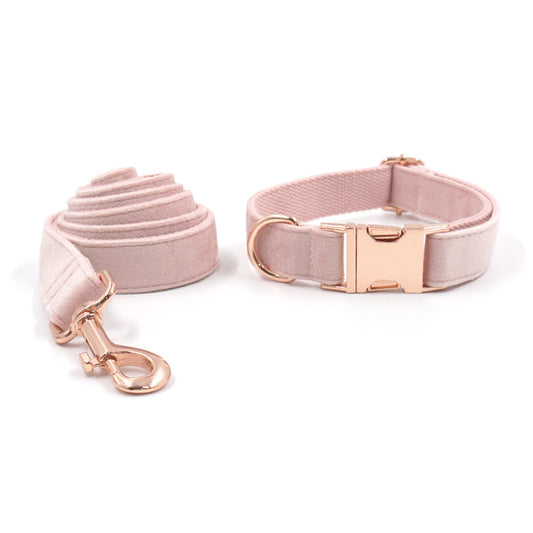 Rose Gold Sammetset – Halsband & Koppel