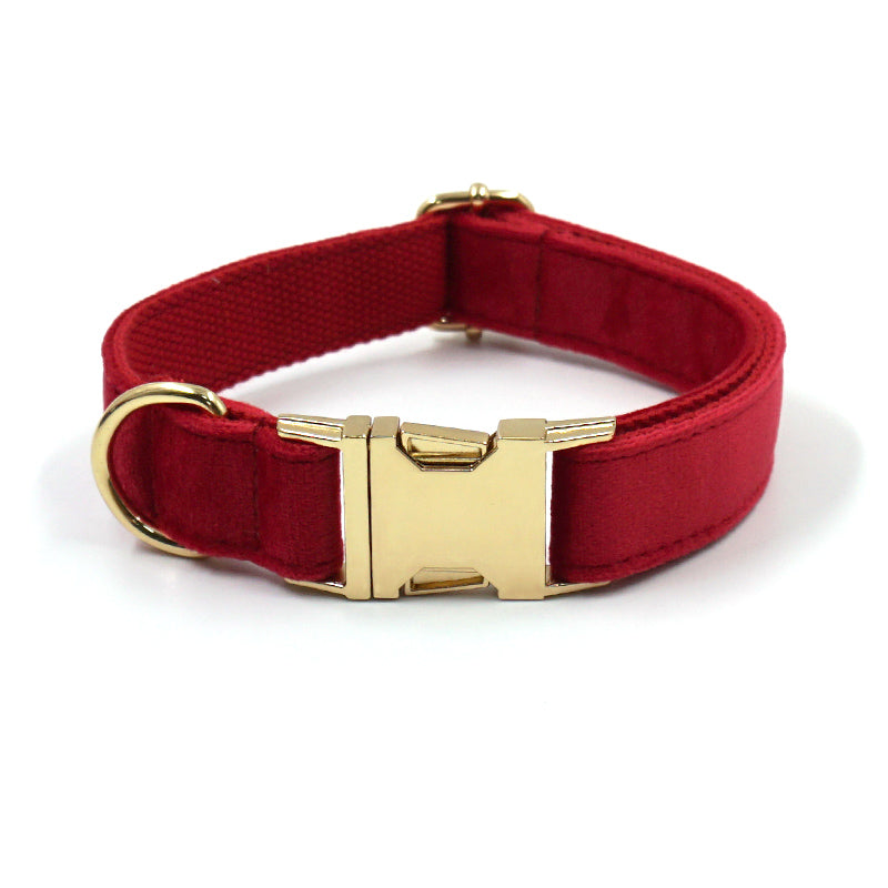 Röd Julsammetset – Halsband, Koppel & Rosett