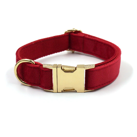 Röd Julsammetset – Halsband, Koppel & Rosett