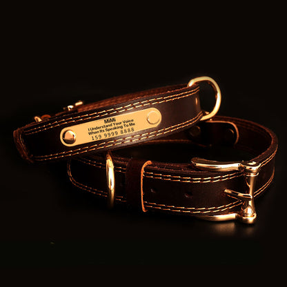 Äkta Läderhalsband och koppel